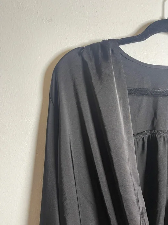 Lands' End Black Satin Surplice Bodysuit Top Size: 12 - Picture 12 of 14